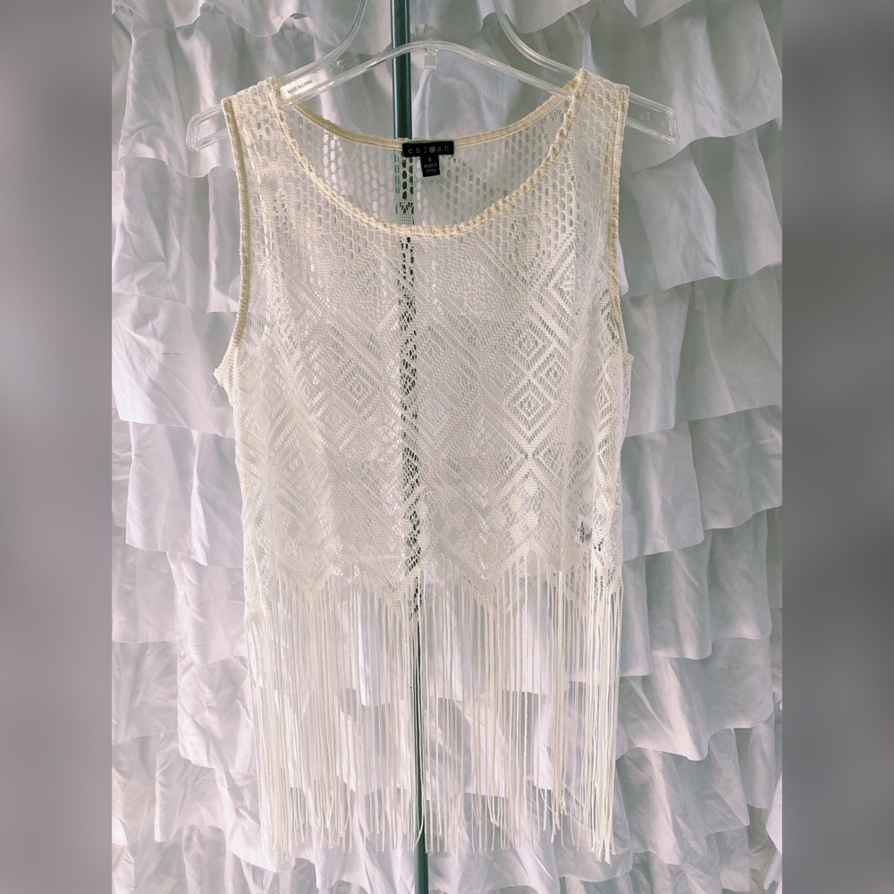 Off white see-through beach coverup top